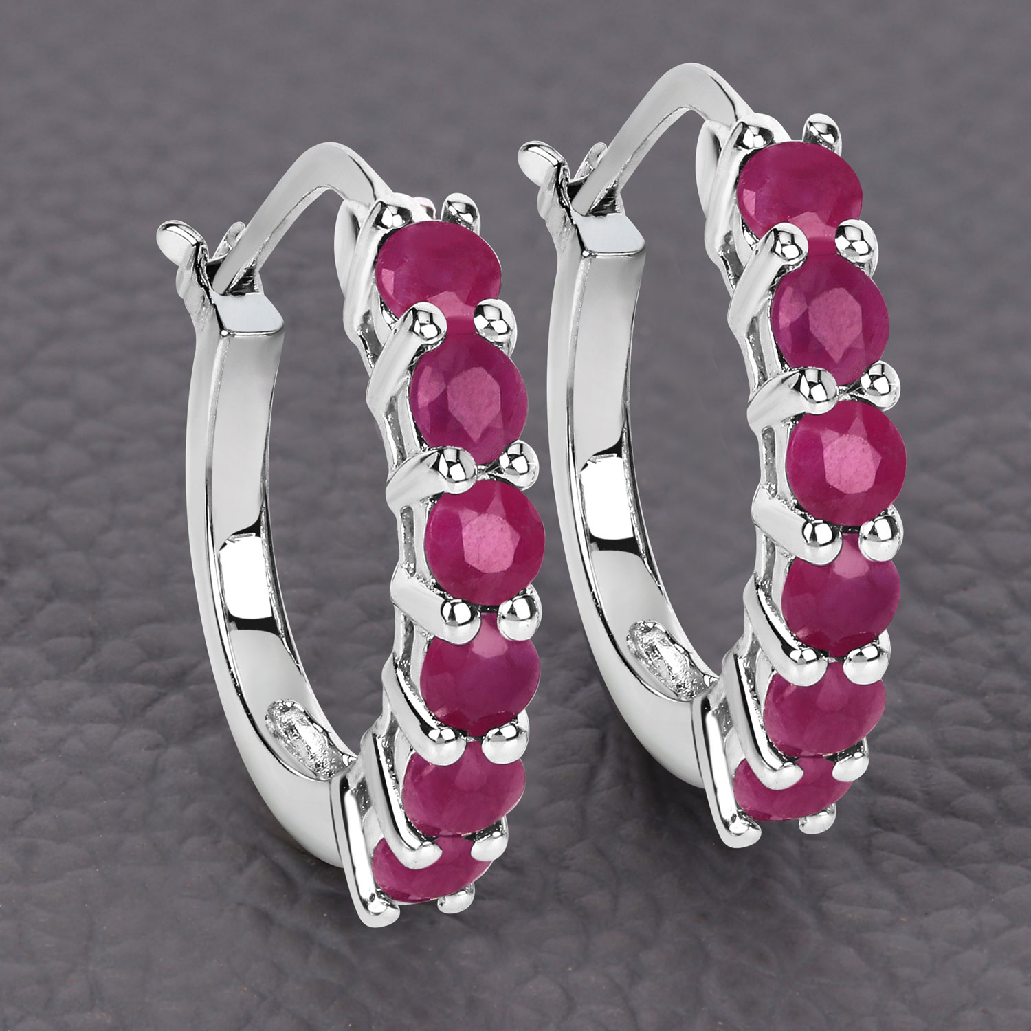 1.56 Carat Genuine Ruby .925 Sterling Silver Earrings 1.56 C.T.W Sterling Silver - view 2