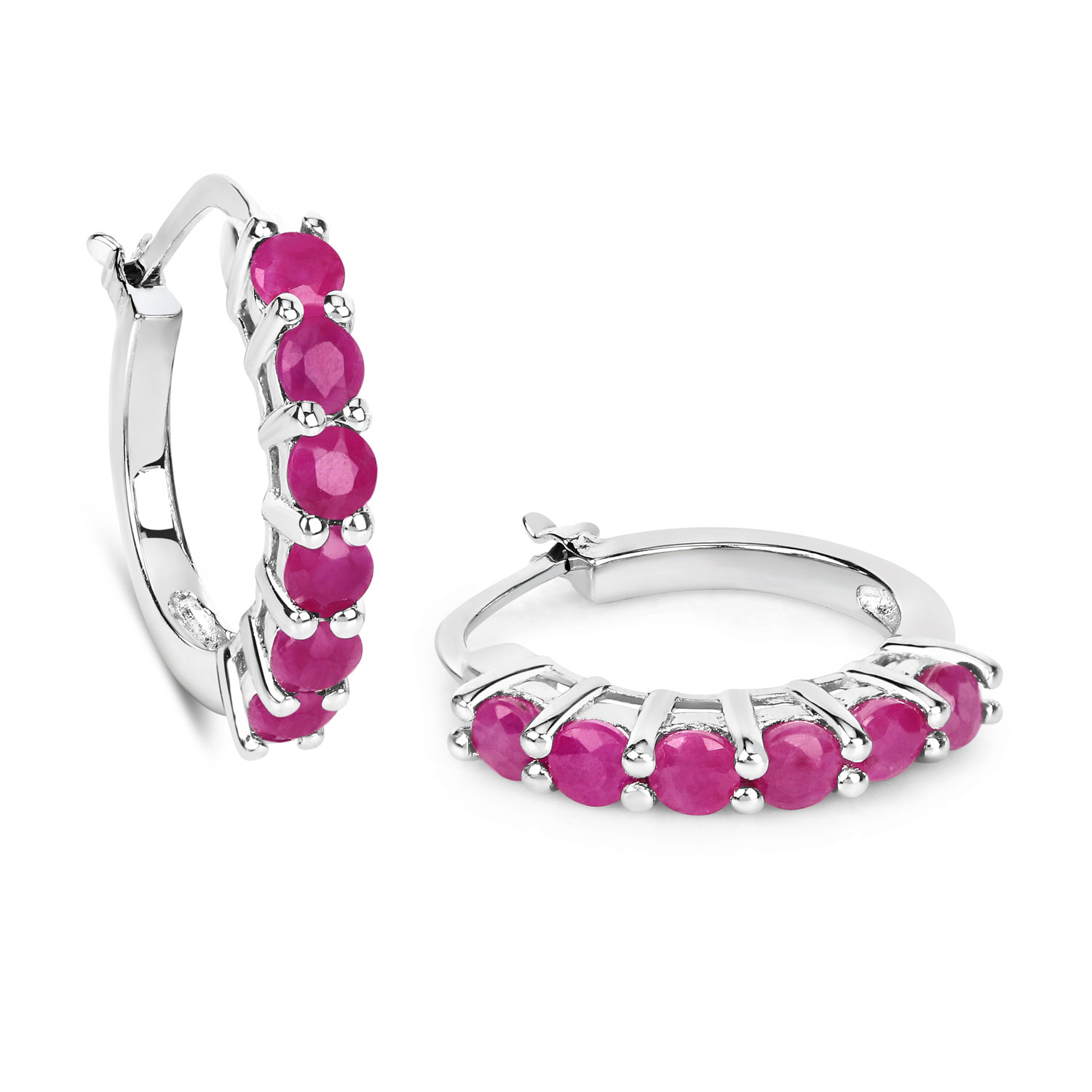 1.56 Carat Genuine Ruby .925 Sterling Silver Earrings 1.56 C.T.W Sterling Silver - view 4