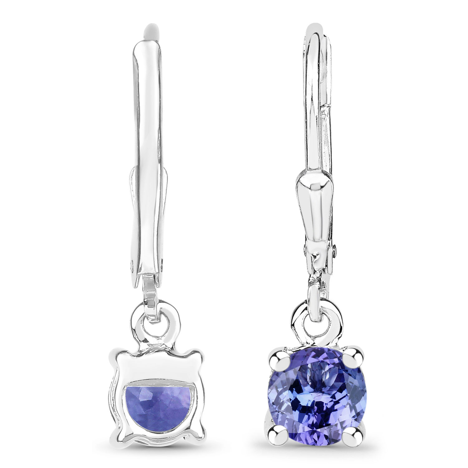 0.94 Carat Genuine Tanzanite .925 Sterling Silver Earrings 0.94 C.T.W Sterling Silver - view 2