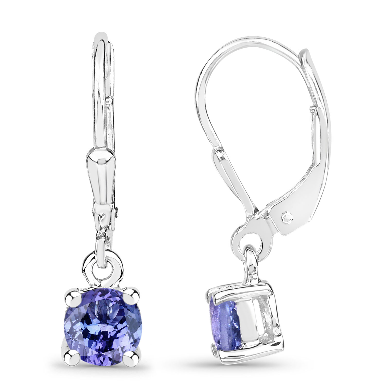 0.94 Carat Genuine Tanzanite .925 Sterling Silver Earrings 0.94 C.T.W Sterling Silver - view 3