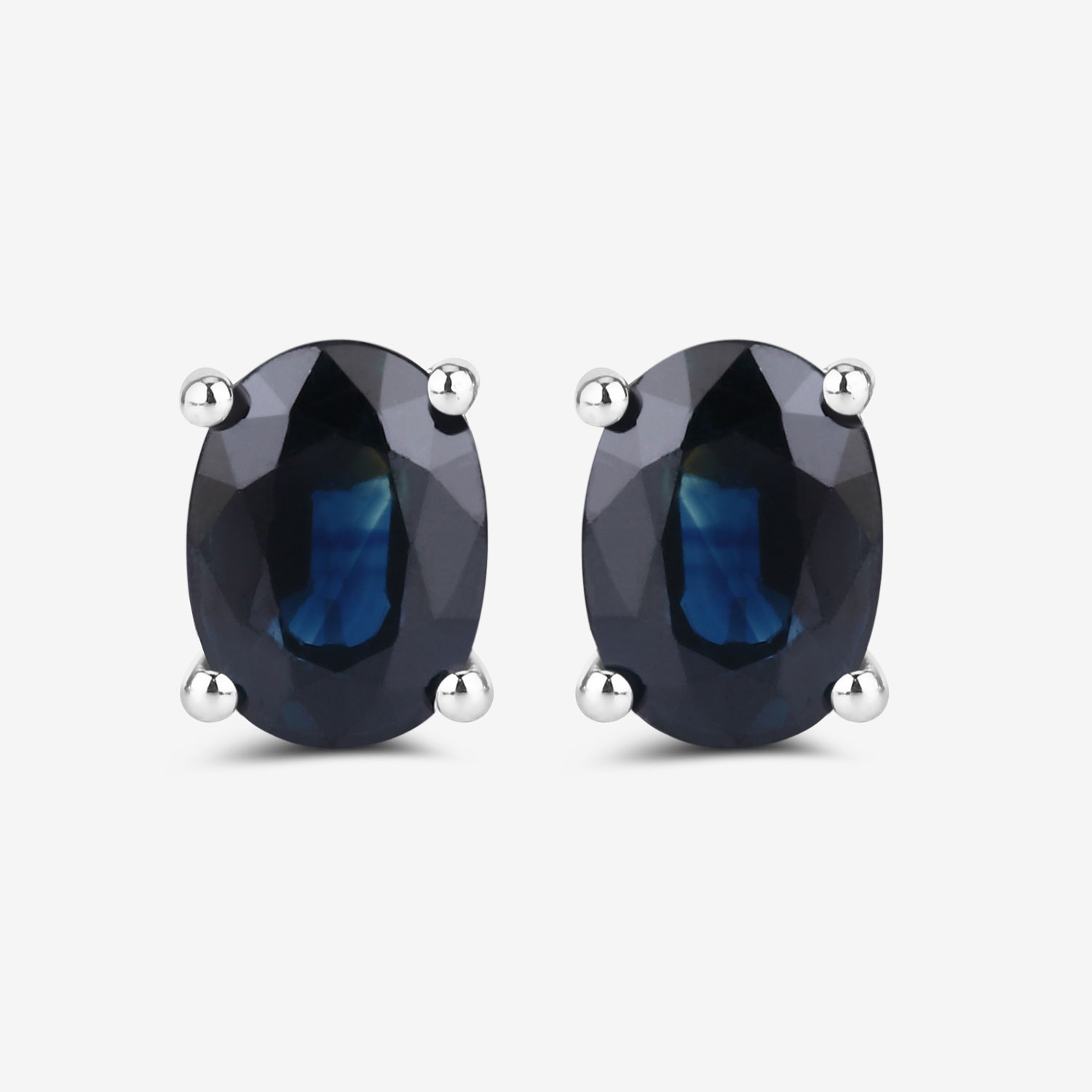 1.90 Carat Genuine Blue Sapphire 10K White Gold Earrings 1.90 C.T.W 10K white gold - view 6