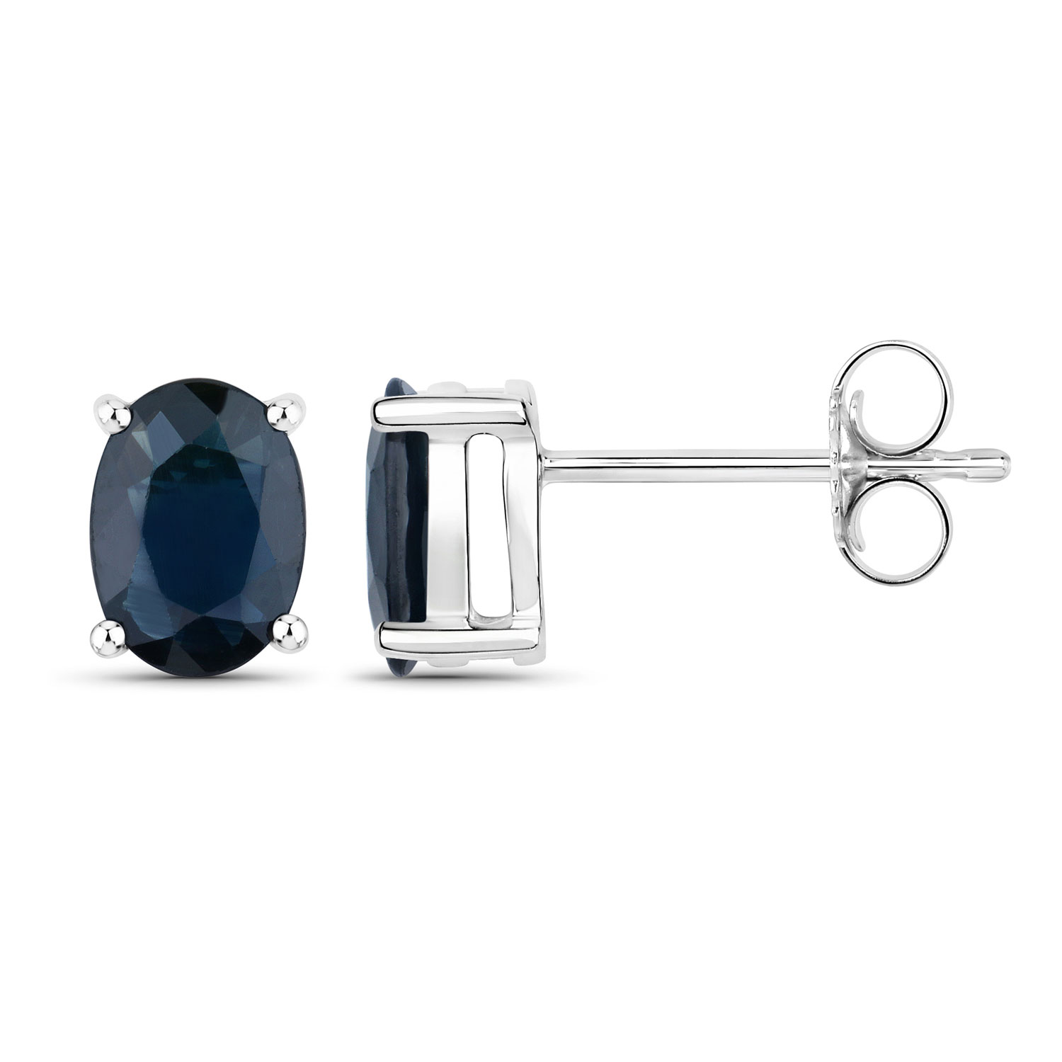 1.90 Carat Genuine Blue Sapphire 10K White Gold Earrings 1.90 C.T.W 10K white gold - view 4