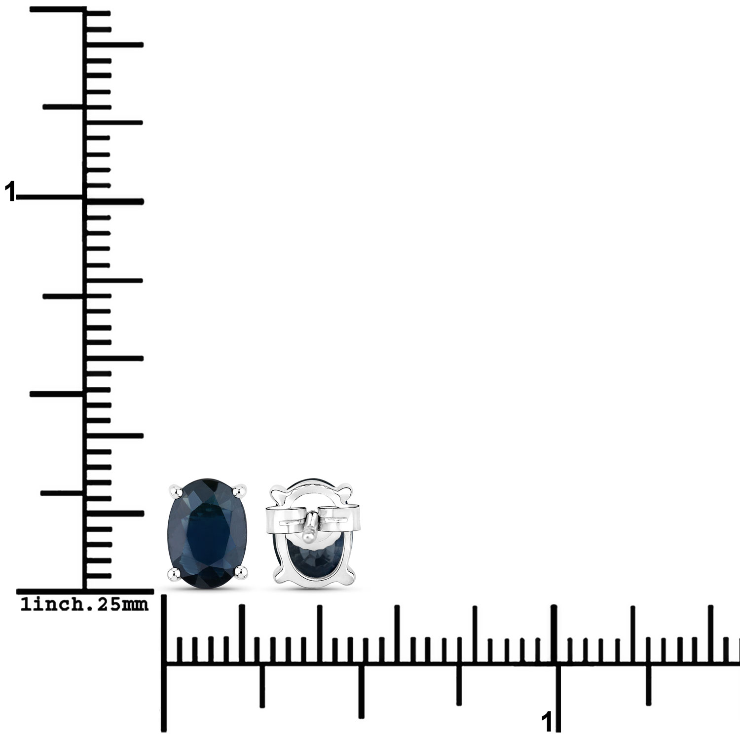 1.90 Carat Genuine Blue Sapphire 10K White Gold Earrings 1.90 C.T.W 10K white gold - view 5