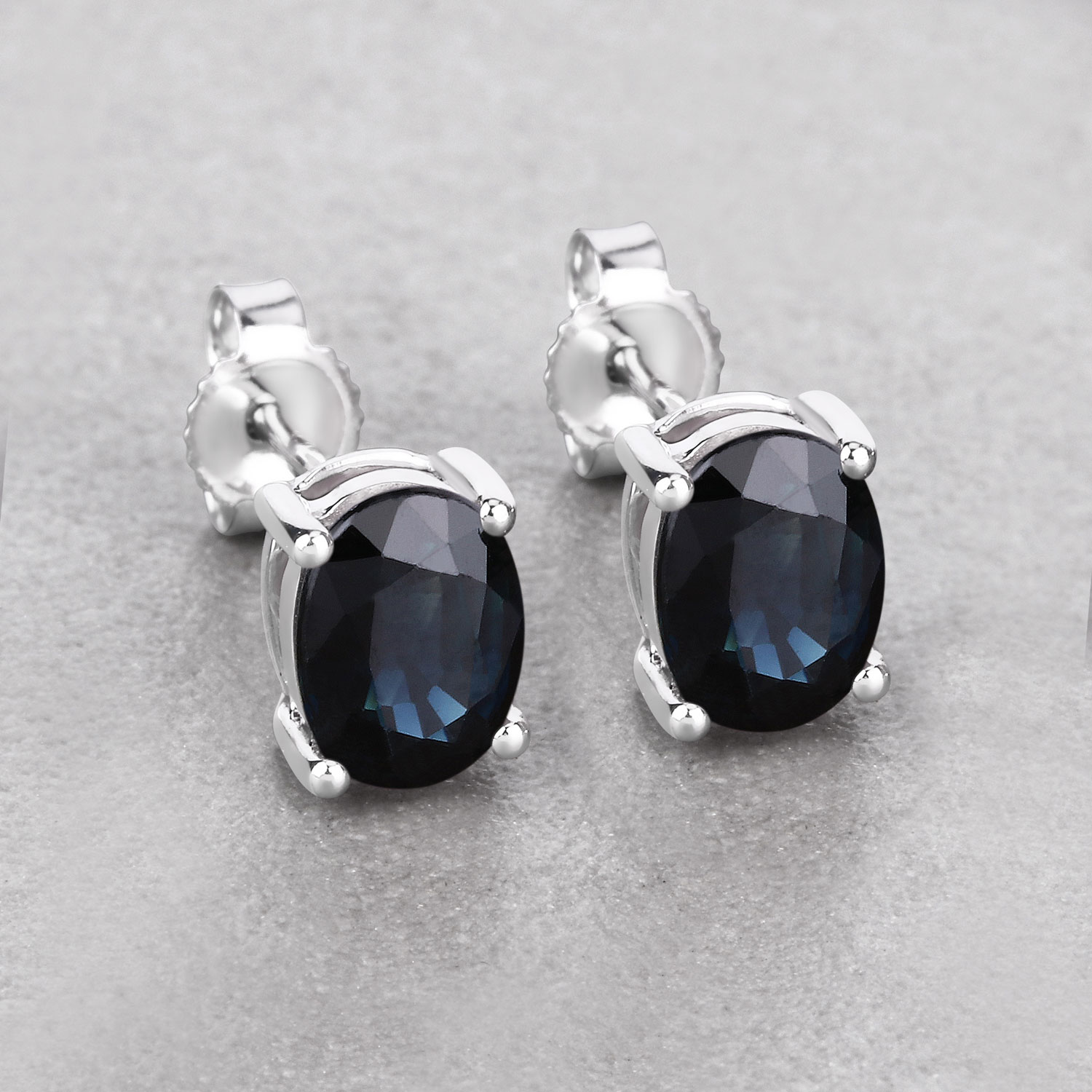 1.90 Carat Genuine Blue Sapphire 10K White Gold Earrings 1.90 C.T.W 10K white gold - view 10