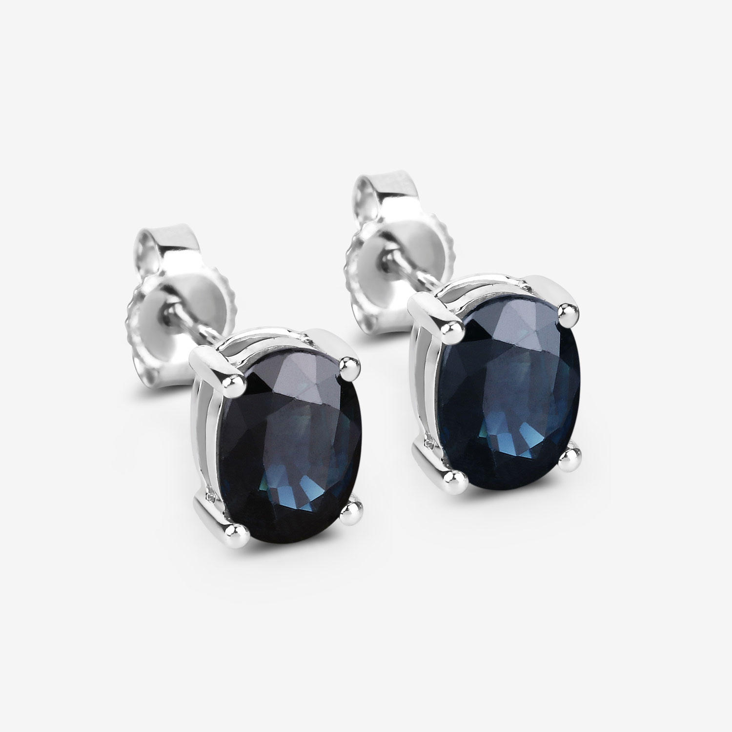 1.90 Carat Genuine Blue Sapphire 10K White Gold Earrings 1.90 C.T.W 10K white gold - view 3