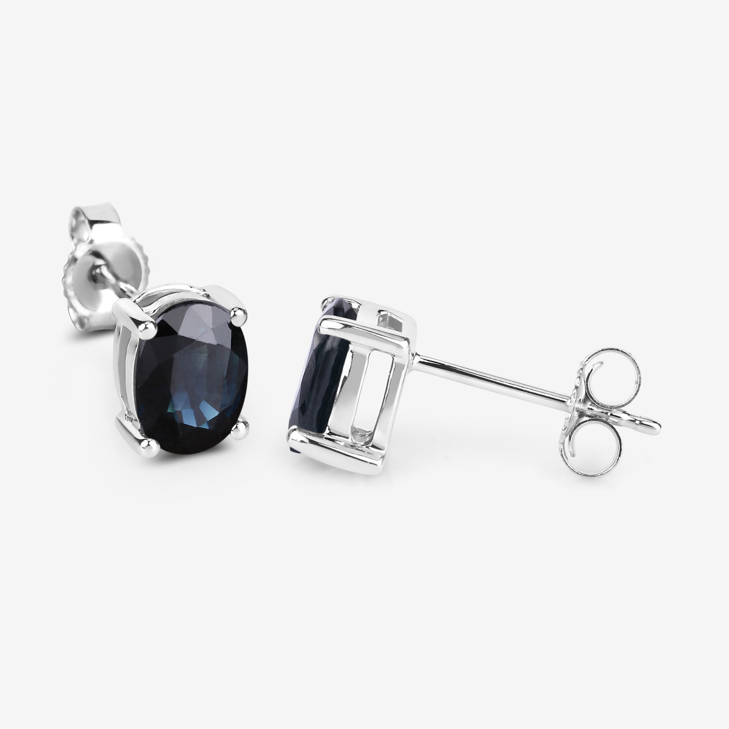 1.90 Carat Genuine Blue Sapphire 10K White Gold Earrings 1.90 C.T.W 10K white gold - view 2