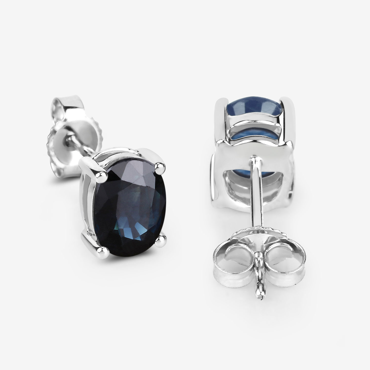 1.90 Carat Genuine Blue Sapphire 10K White Gold Earrings 1.90 C.T.W 10K white gold - view 9