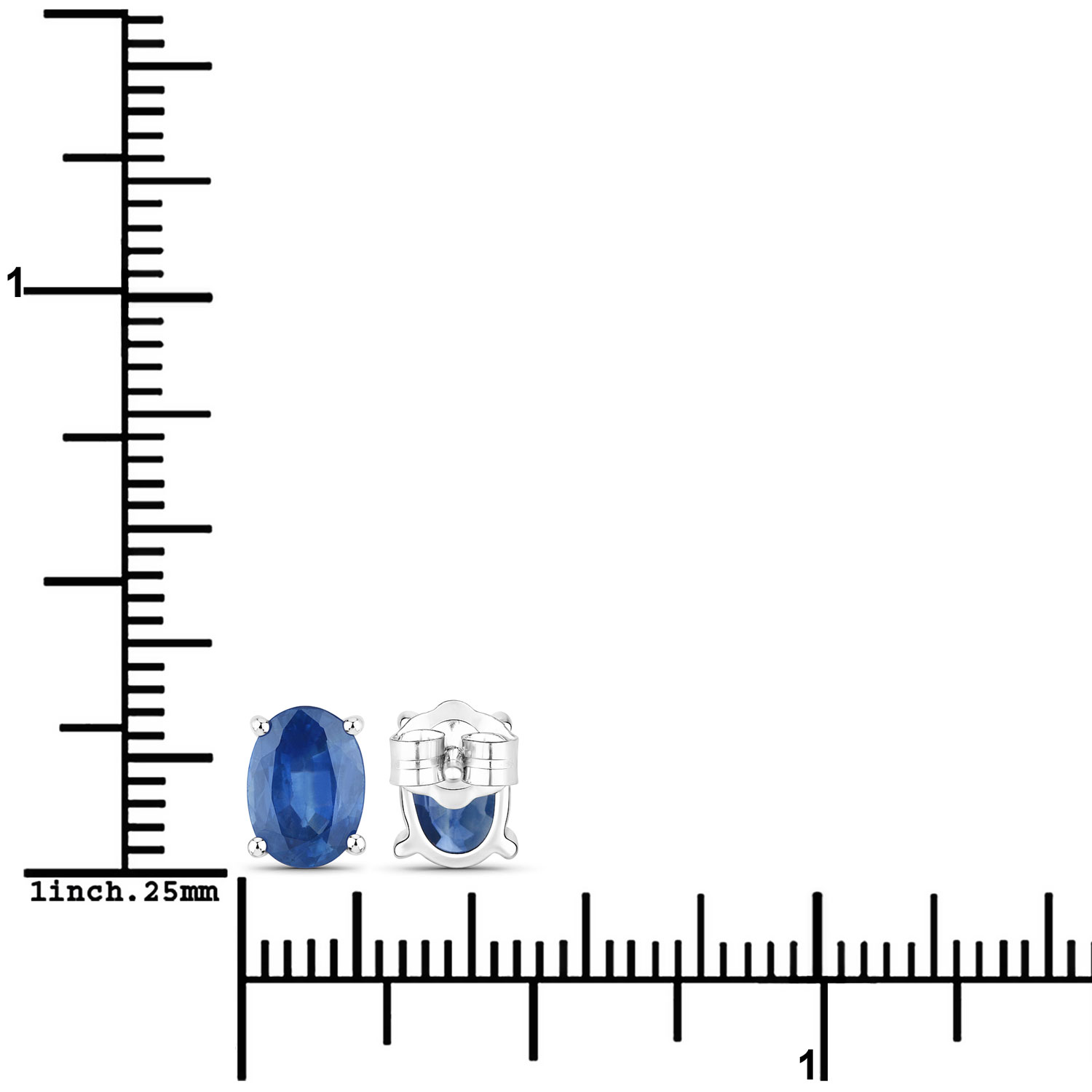 1.90 Carat Genuine Blue Sapphire 14K White Gold Earrings 1.90 C.T.W 14K white gold - view 3