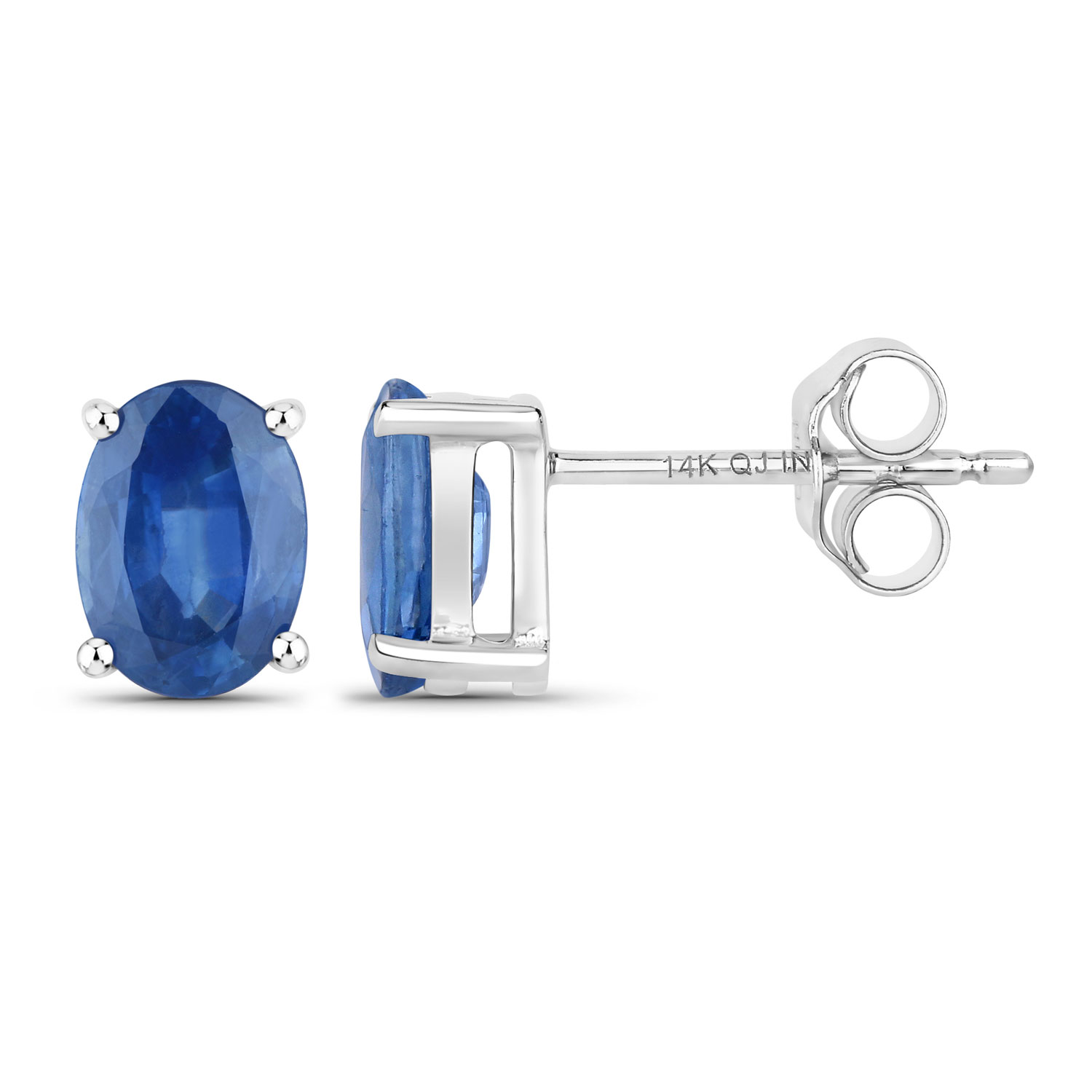 1.90 Carat Genuine Blue Sapphire 14K White Gold Earrings 1.90 C.T.W 14K white gold - view 2