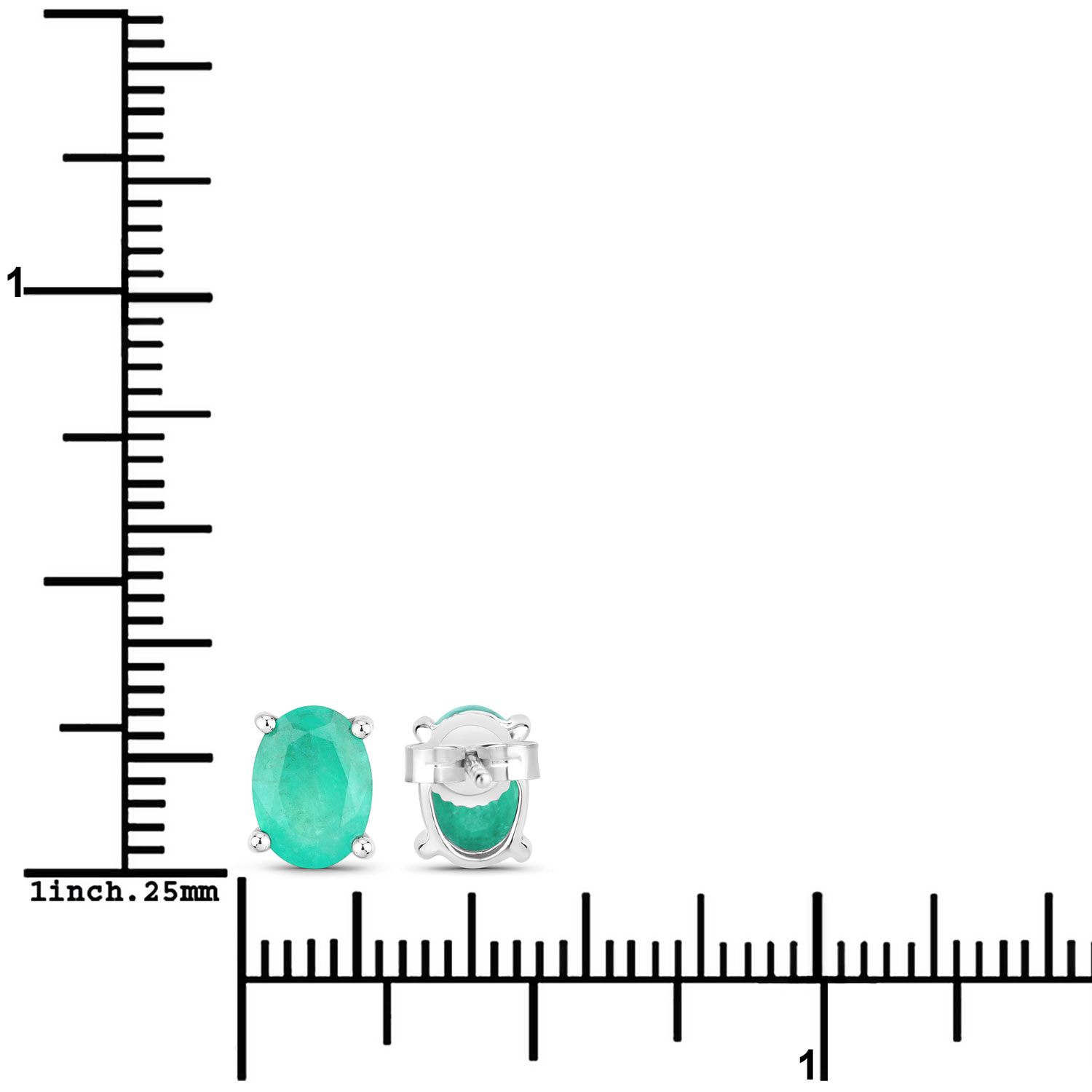 1.44 Carat Genuine Zambian Emerald 10K White Gold Earrings Unknown Friendly Weight 10K white gold - view 3