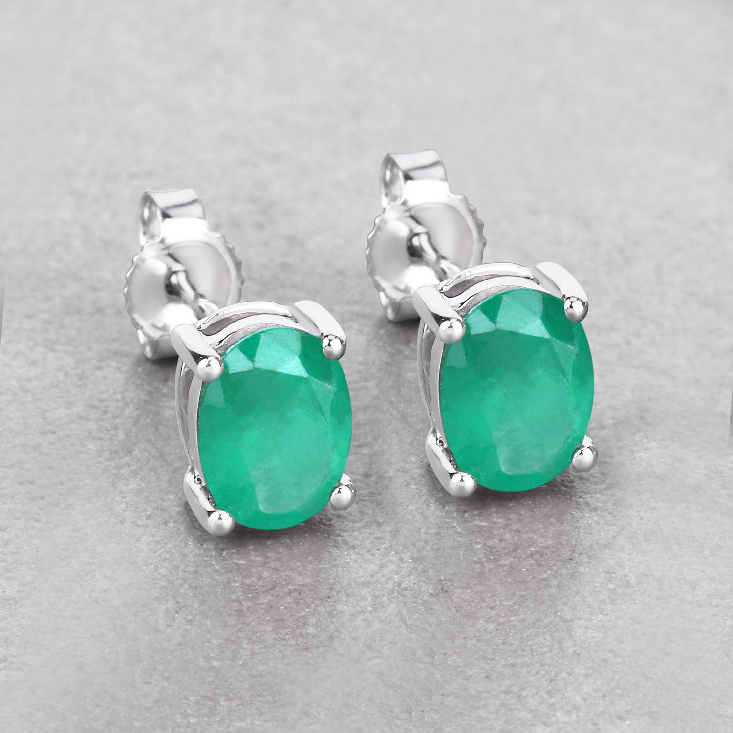 1.44 Carat Genuine Zambian Emerald 10K White Gold Earrings Unknown Friendly Weight 10K white gold - view 2