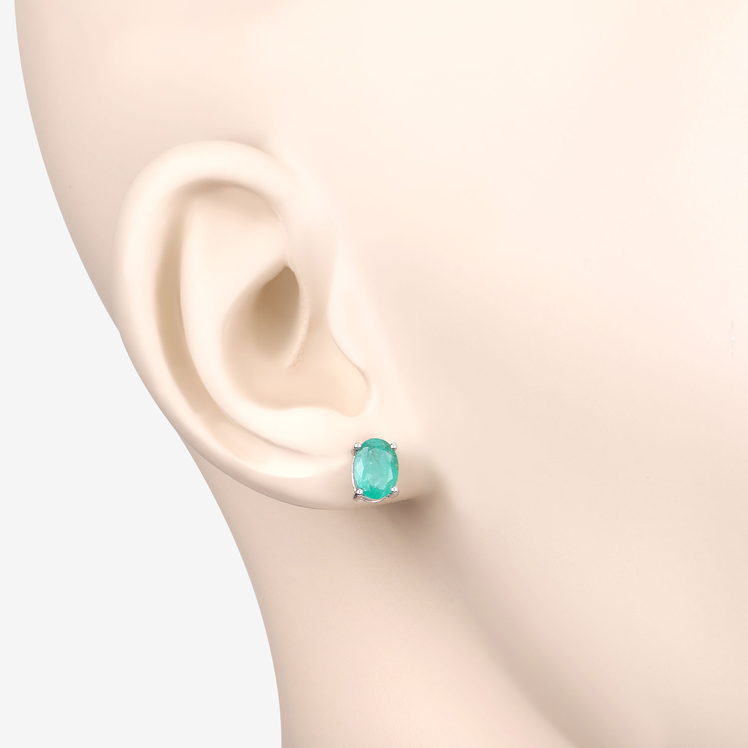 1.44 Carat Genuine Zambian Emerald 10K White Gold Earrings Unknown Friendly Weight 10K white gold - view 10