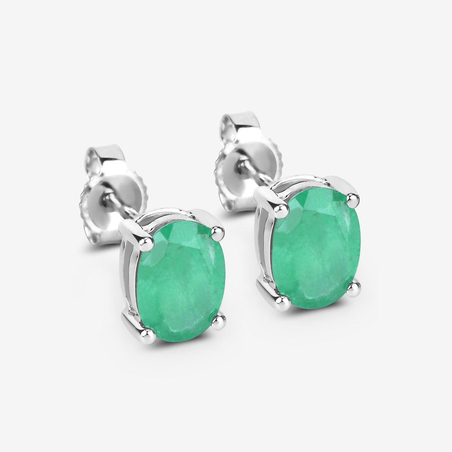 1.44 Carat Genuine Zambian Emerald 10K White Gold Earrings Unknown Friendly Weight 10K white gold - view 5