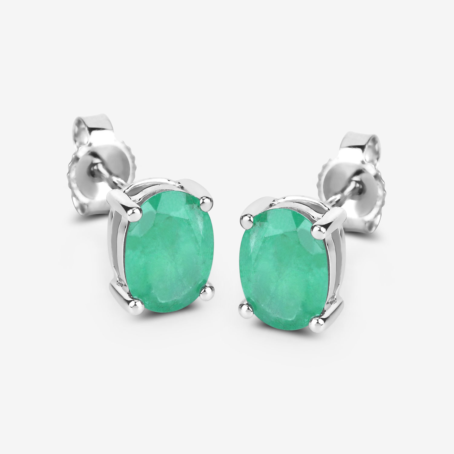 1.44 Carat Genuine Zambian Emerald 10K White Gold Earrings Unknown Friendly Weight 10K white gold - view 6