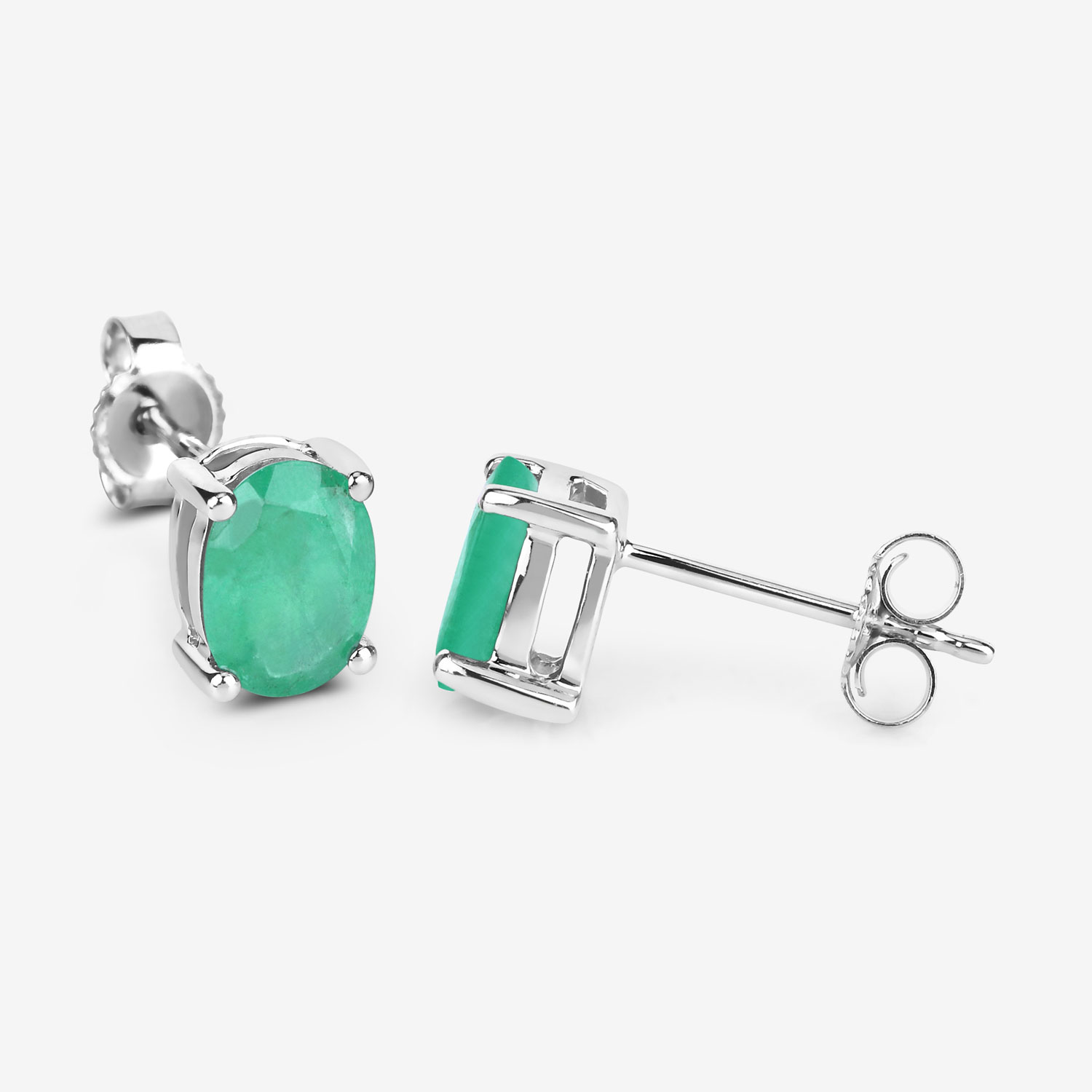 1.44 Carat Genuine Zambian Emerald 10K White Gold Earrings Unknown Friendly Weight 10K white gold - view 4