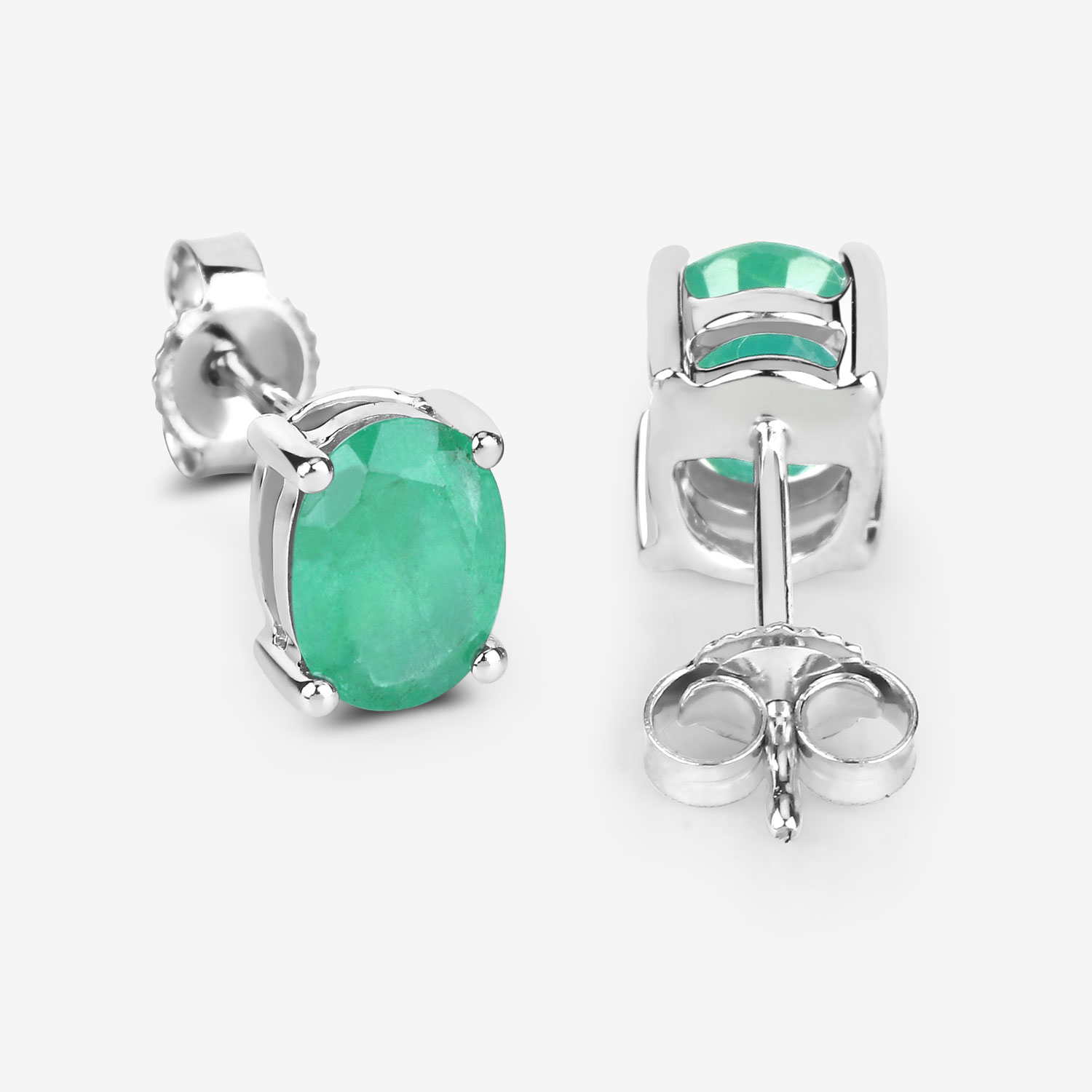 1.44 Carat Genuine Zambian Emerald 10K White Gold Earrings Unknown Friendly Weight 10K white gold - view 7