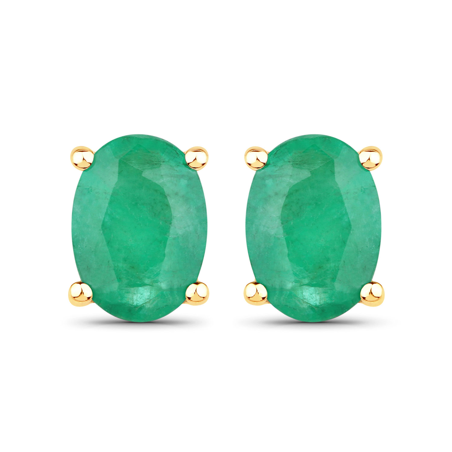 1.44 Carat Genuine Zambian Emerald 10K Yellow Gold Earrings 1.44 C.T.W 10K yellow gold - view 5