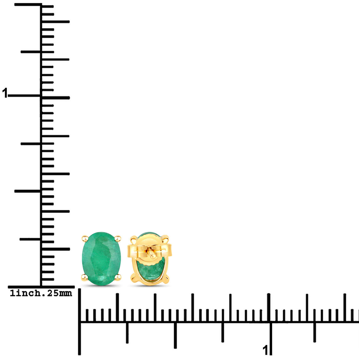 1.44 Carat Genuine Zambian Emerald 10K Yellow Gold Earrings 1.44 C.T.W 10K yellow gold - view 8