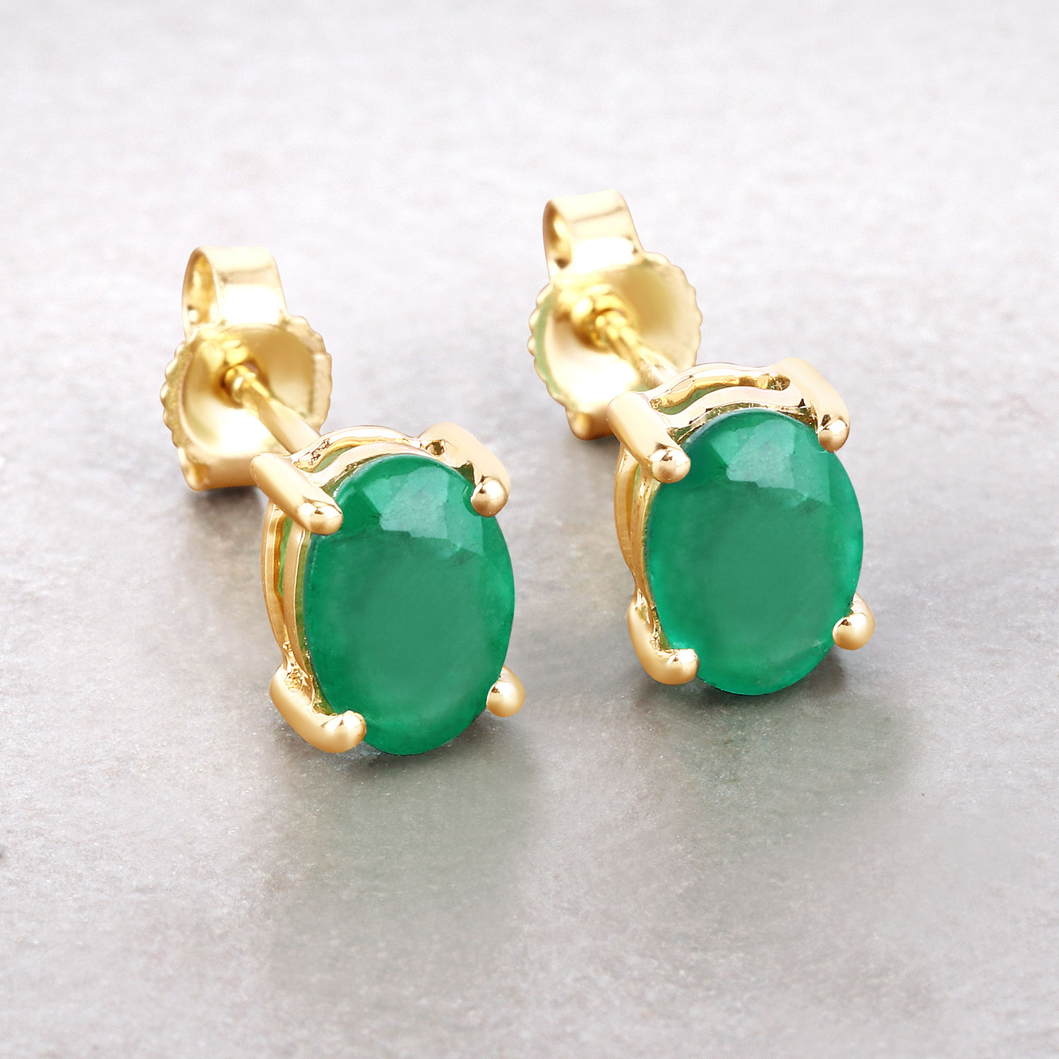 1.44 Carat Genuine Zambian Emerald 10K Yellow Gold Earrings 1.44 C.T.W 10K yellow gold - view 3