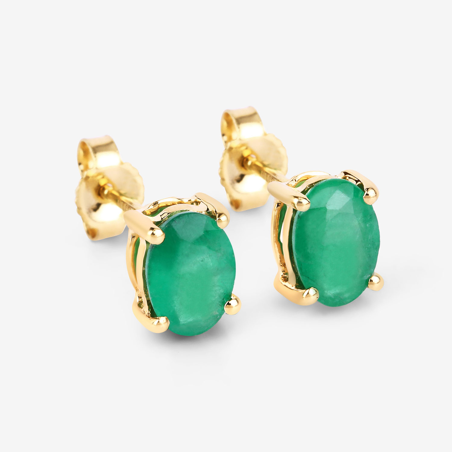 1.44 Carat Genuine Zambian Emerald 10K Yellow Gold Earrings 1.44 C.T.W 10K yellow gold - view 7