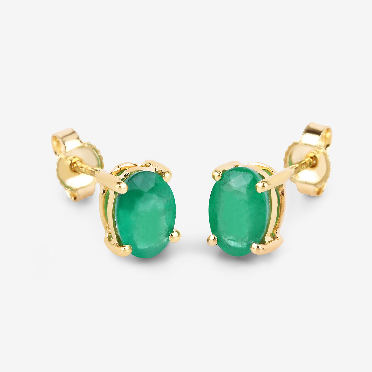1.44 Carat Genuine Zambian Emerald 10K Yellow Gold Earrings 1.44 C.T.W 10K yellow gold - view 10