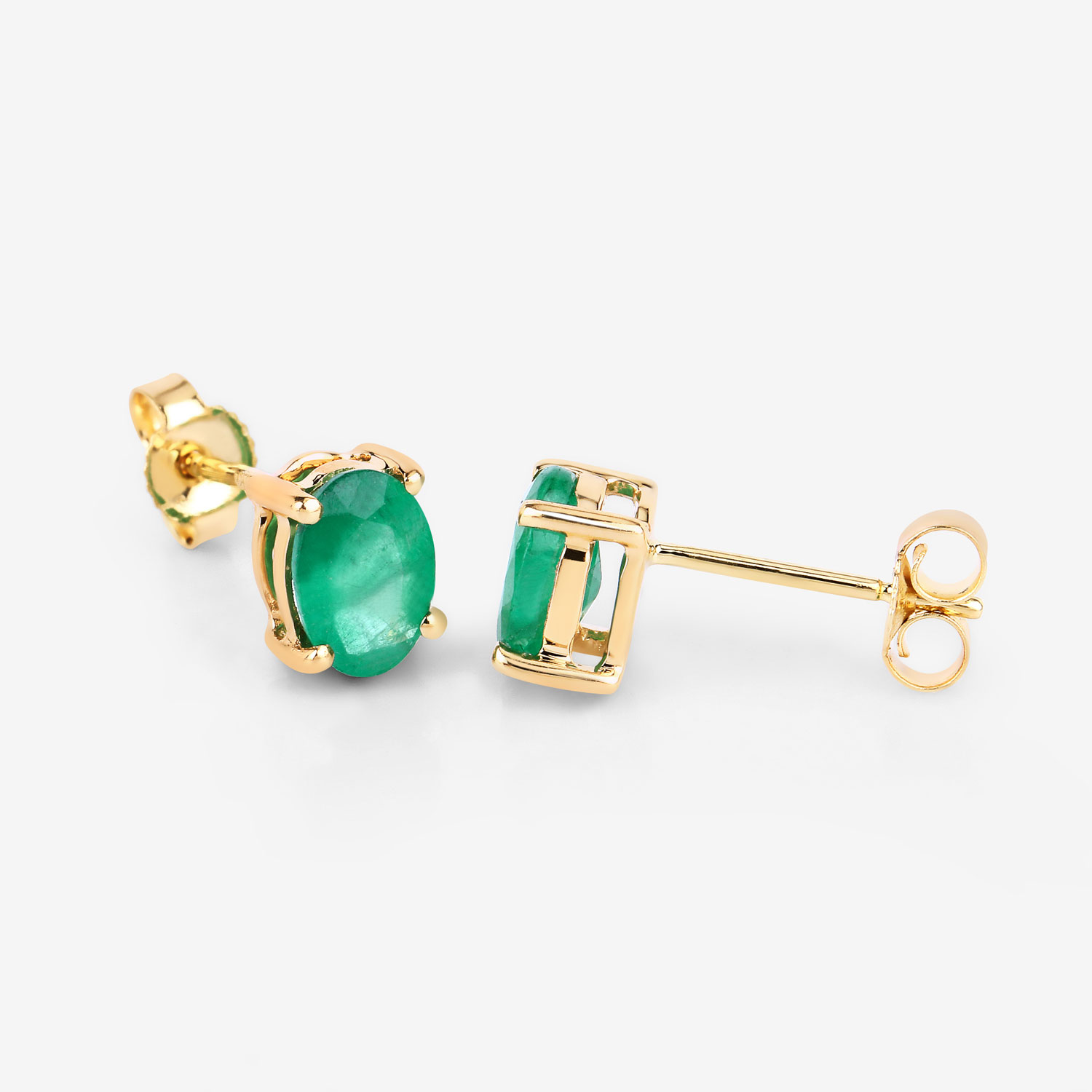1.44 Carat Genuine Zambian Emerald 10K Yellow Gold Earrings 1.44 C.T.W 10K yellow gold - view 9