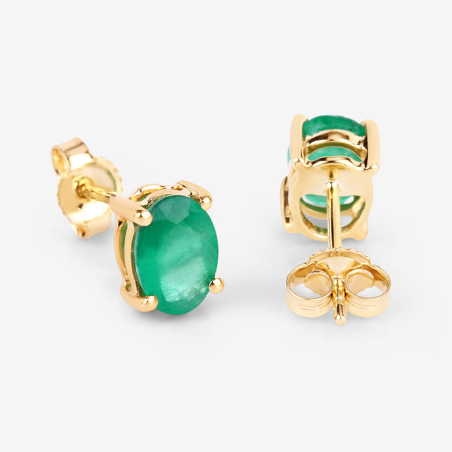 1.44 Carat Genuine Zambian Emerald 10K Yellow Gold Earrings 1.44 C.T.W 10K yellow gold - view 6