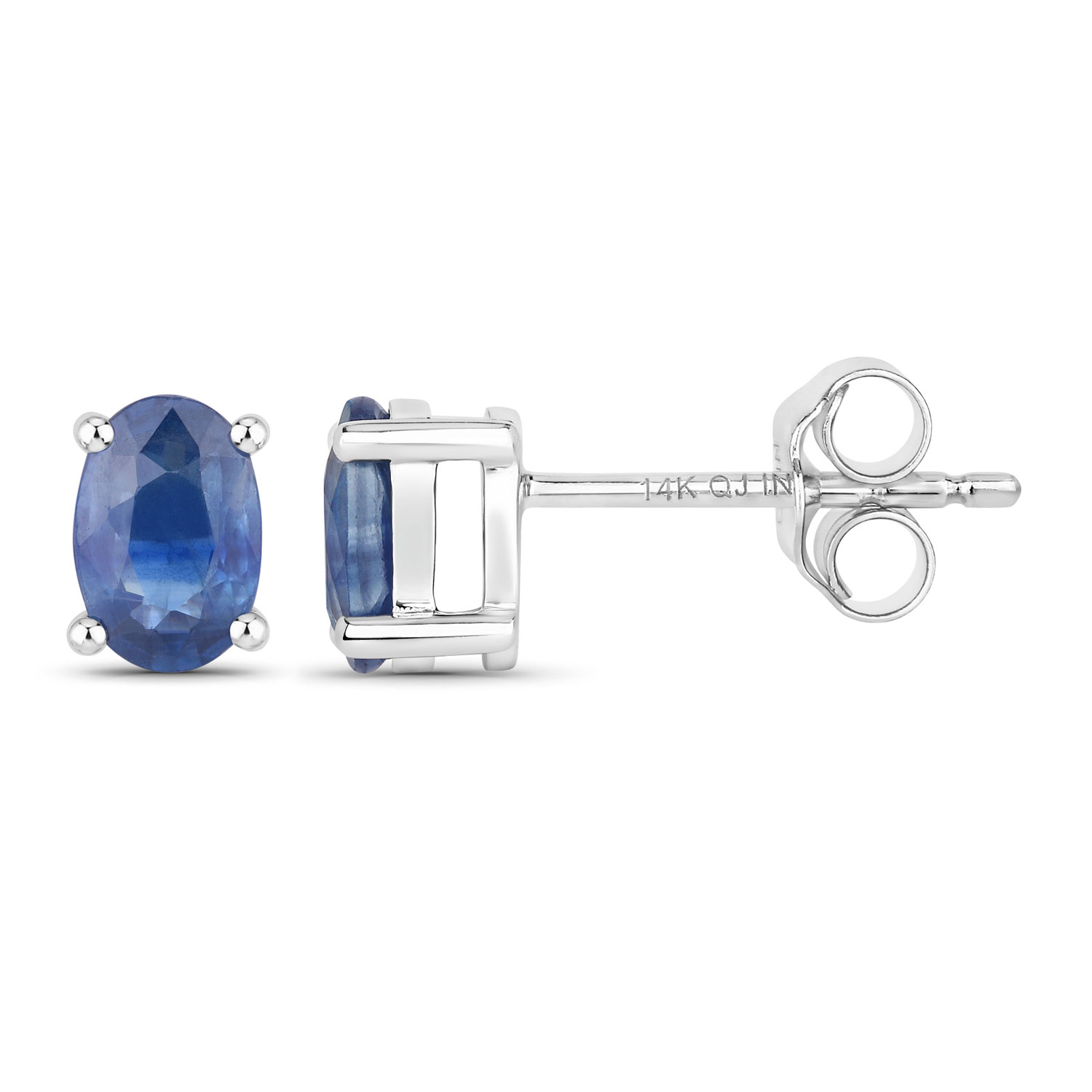 0.96 Carat Genuine Blue Sapphire 14K White Gold Earrings 0.96 C.T.W 14K white gold - view 3
