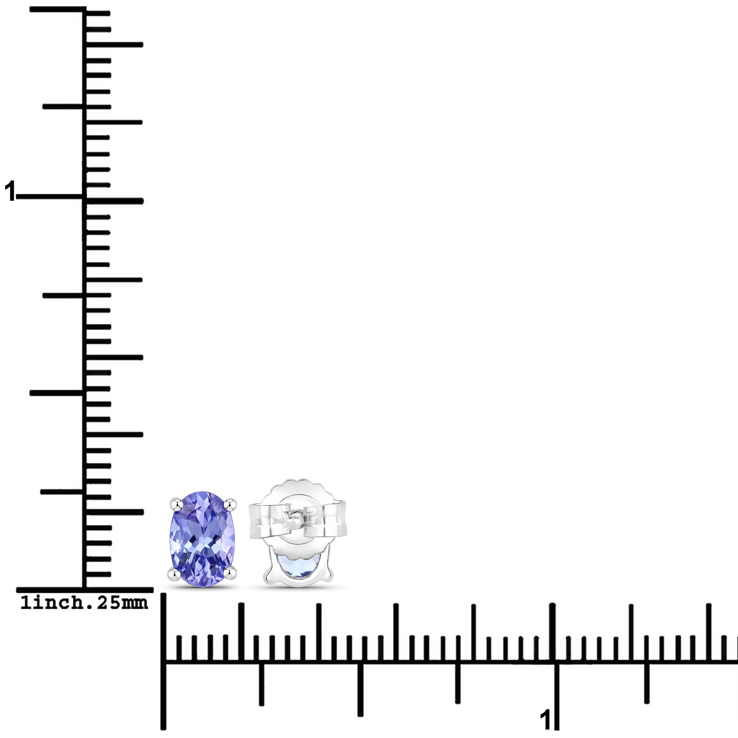 0.88 Carat Genuine Tanzanite .925 Sterling Silver Earrings 0.88 C.T.W Sterling Silver - view 2