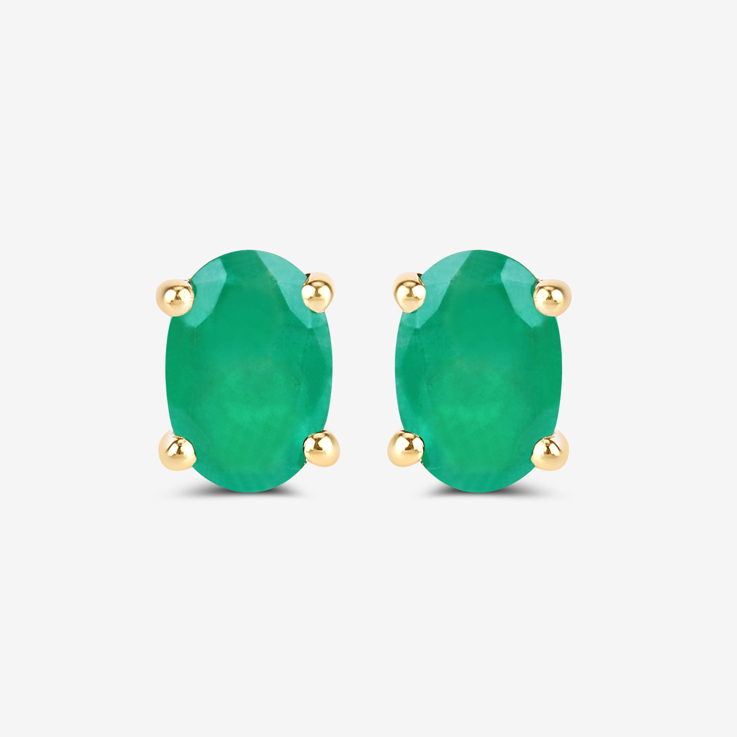 0.88 Carat Genuine Zambian Emerald 10K Yellow Gold Earrings 0.88 C.T.W 10K yellow gold - view 4