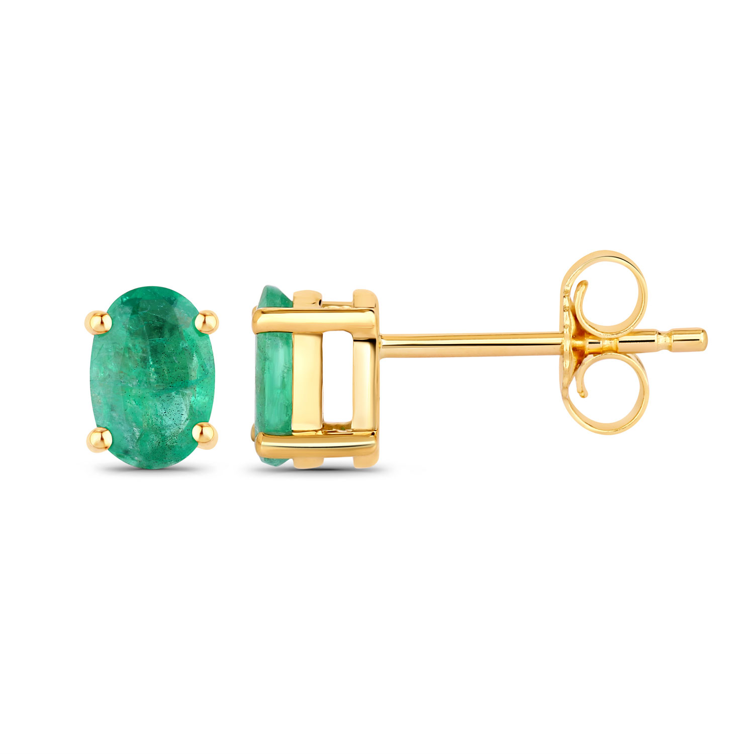 0.88 Carat Genuine Zambian Emerald 10K Yellow Gold Earrings 0.88 C.T.W 10K yellow gold - view 7