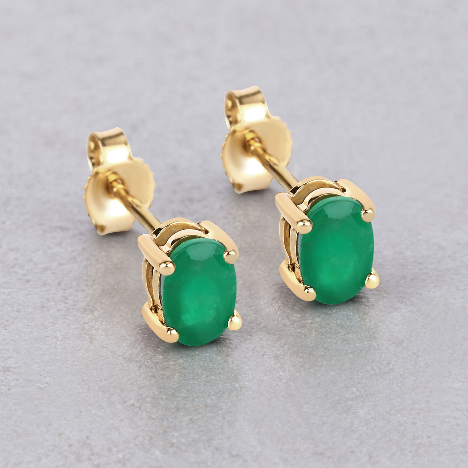 0.88 Carat Genuine Zambian Emerald 10K Yellow Gold Earrings 0.88 C.T.W 10K yellow gold - view 3