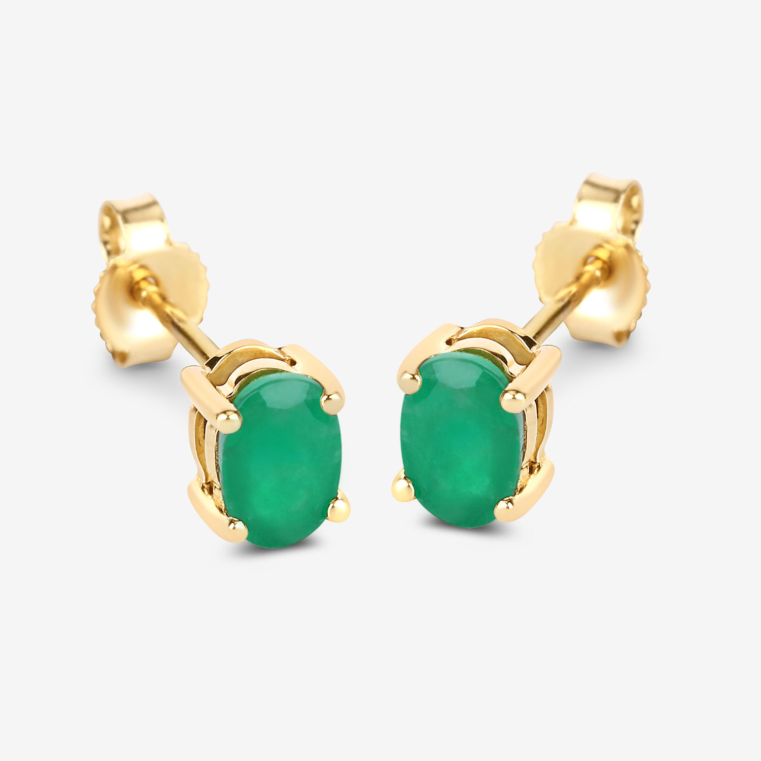 0.88 Carat Genuine Zambian Emerald 10K Yellow Gold Earrings 0.88 C.T.W 10K yellow gold - view 6