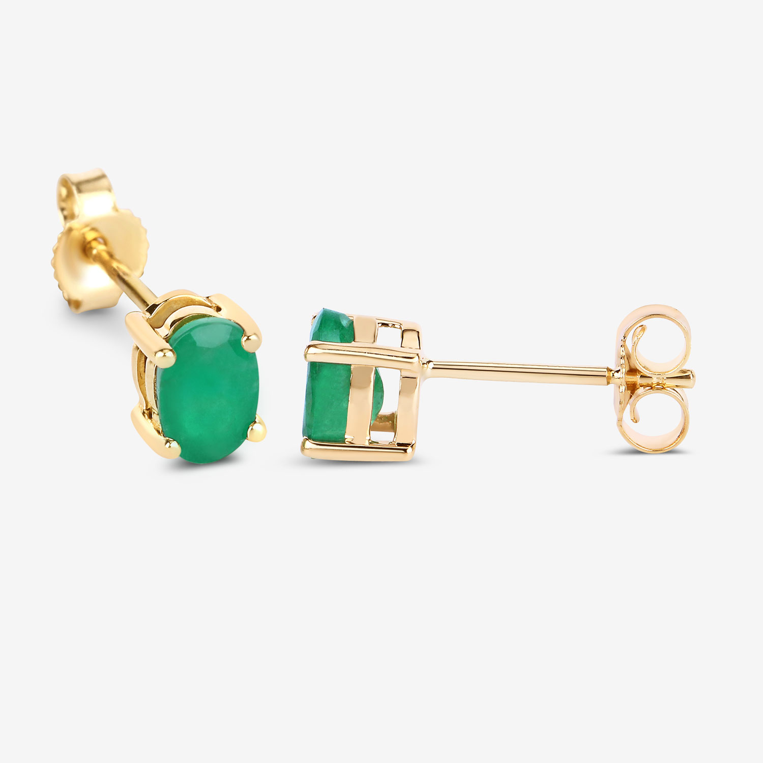 0.88 Carat Genuine Zambian Emerald 10K Yellow Gold Earrings 0.88 C.T.W 10K yellow gold - view 8