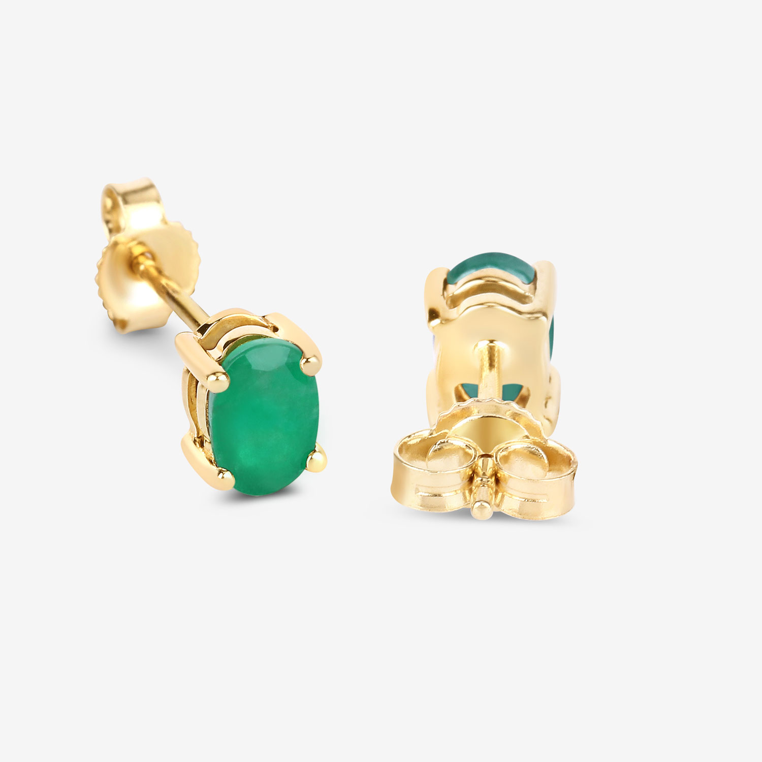 0.88 Carat Genuine Zambian Emerald 10K Yellow Gold Earrings 0.88 C.T.W 10K yellow gold - view 10