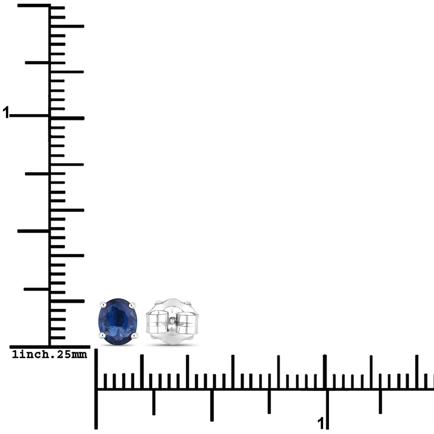 0.68 Carat Genuine Blue Sapphire 14K White Gold Earrings 0.68 C.T.W 14K white gold - view 2