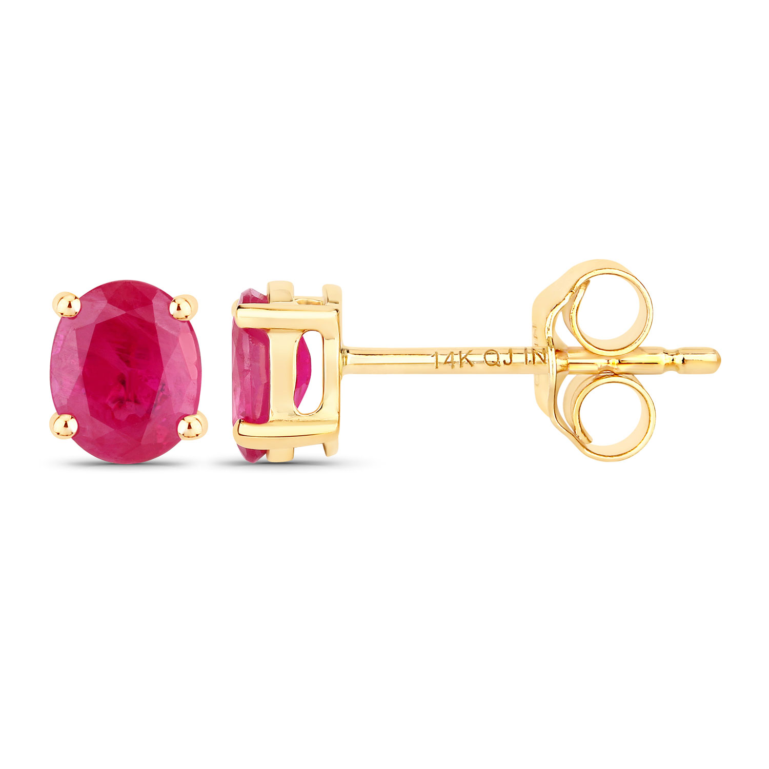 14K Gold Genuine Oval Ruby Earrings 5/8 Carat Total Weight Unknown Friendly Weight 14K yellow or white gold - view 2
