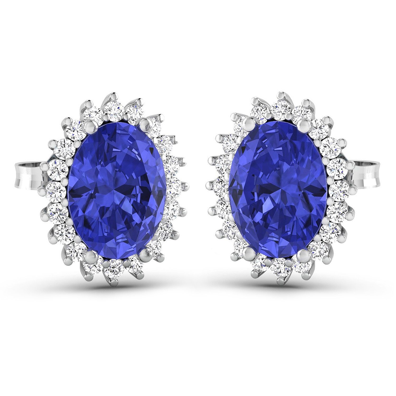 2.56 Carat Genuine Tanzanite and White Diamond 14K White Gold Earrings 2.56 C.T.W 14K white gold - view 3