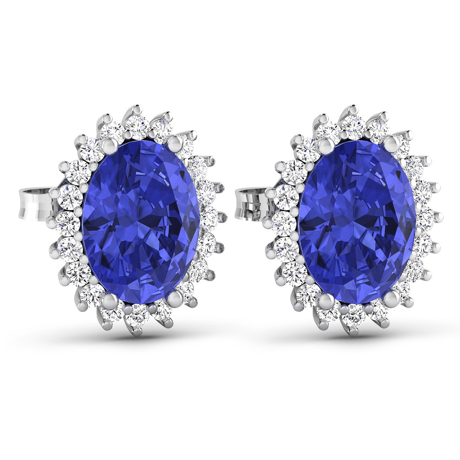 2.56 Carat Genuine Tanzanite and White Diamond 14K White Gold Earrings 2.56 C.T.W 14K white gold - view 4