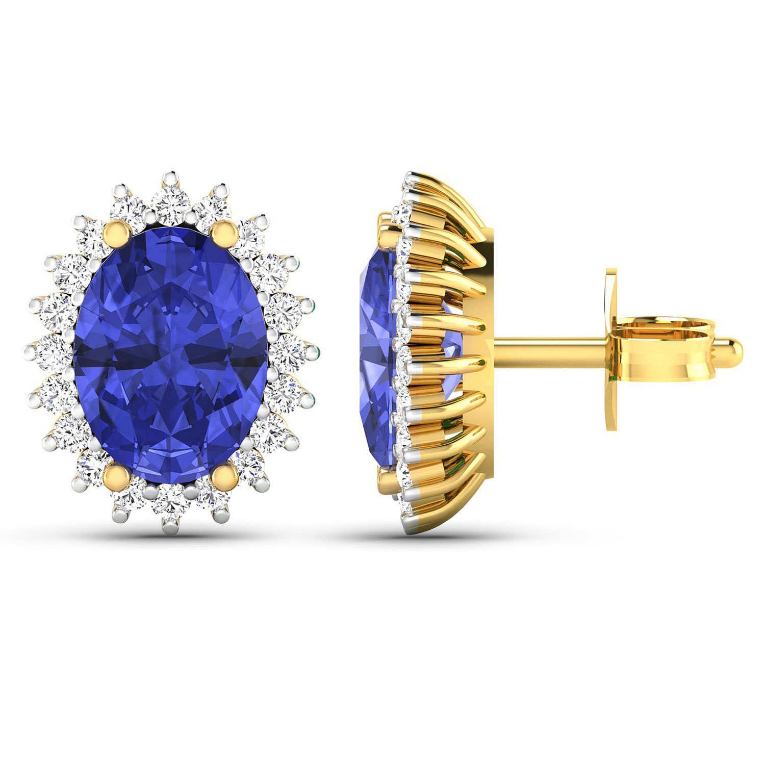 2.56 Carat Genuine Tanzanite and White Diamond 14K Yellow Gold Earrings 2.56 C.T.W 14K yellow or white gold - view 2