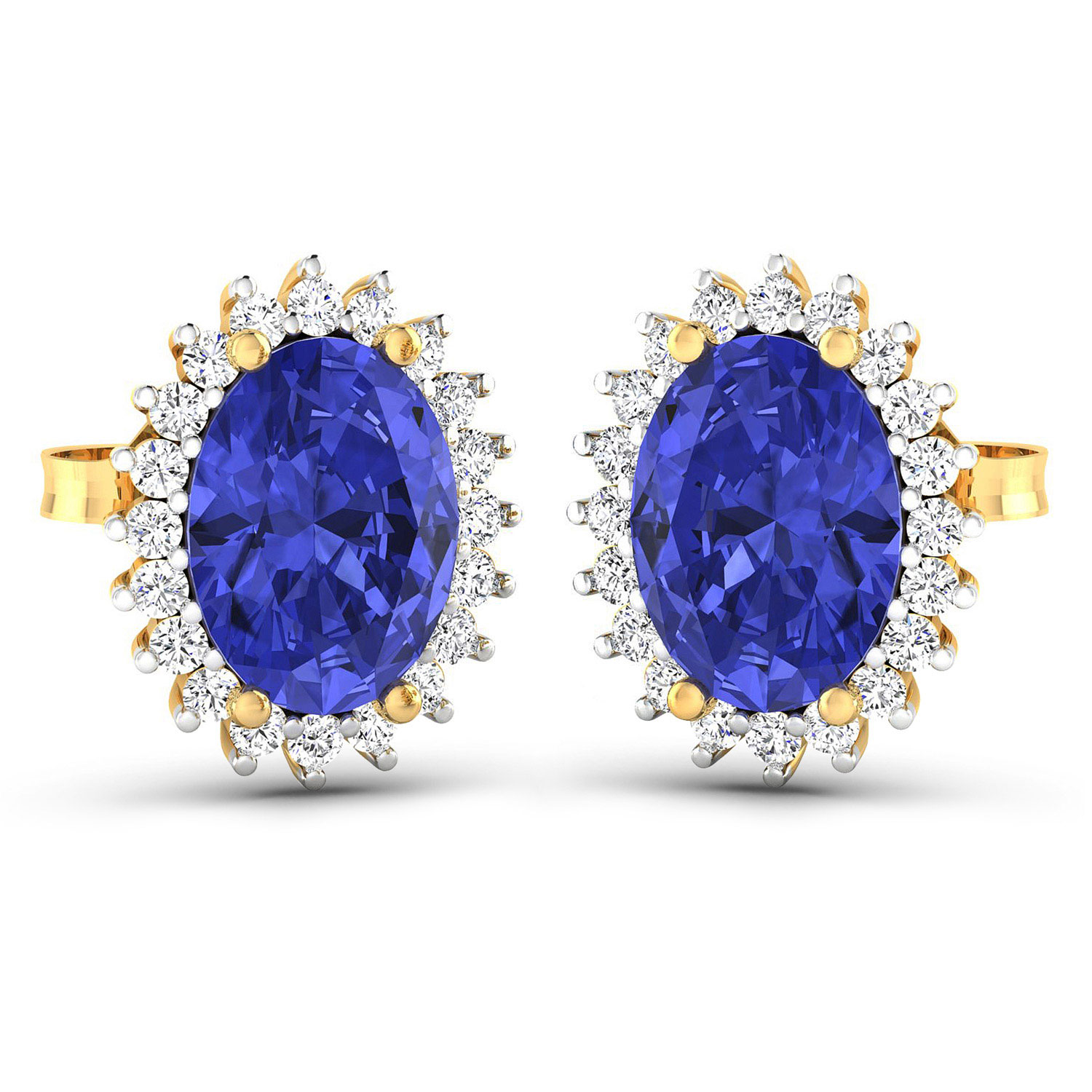 2.56 Carat Genuine Tanzanite and White Diamond 14K Yellow Gold Earrings 2.56 C.T.W 14K yellow or white gold - view 3
