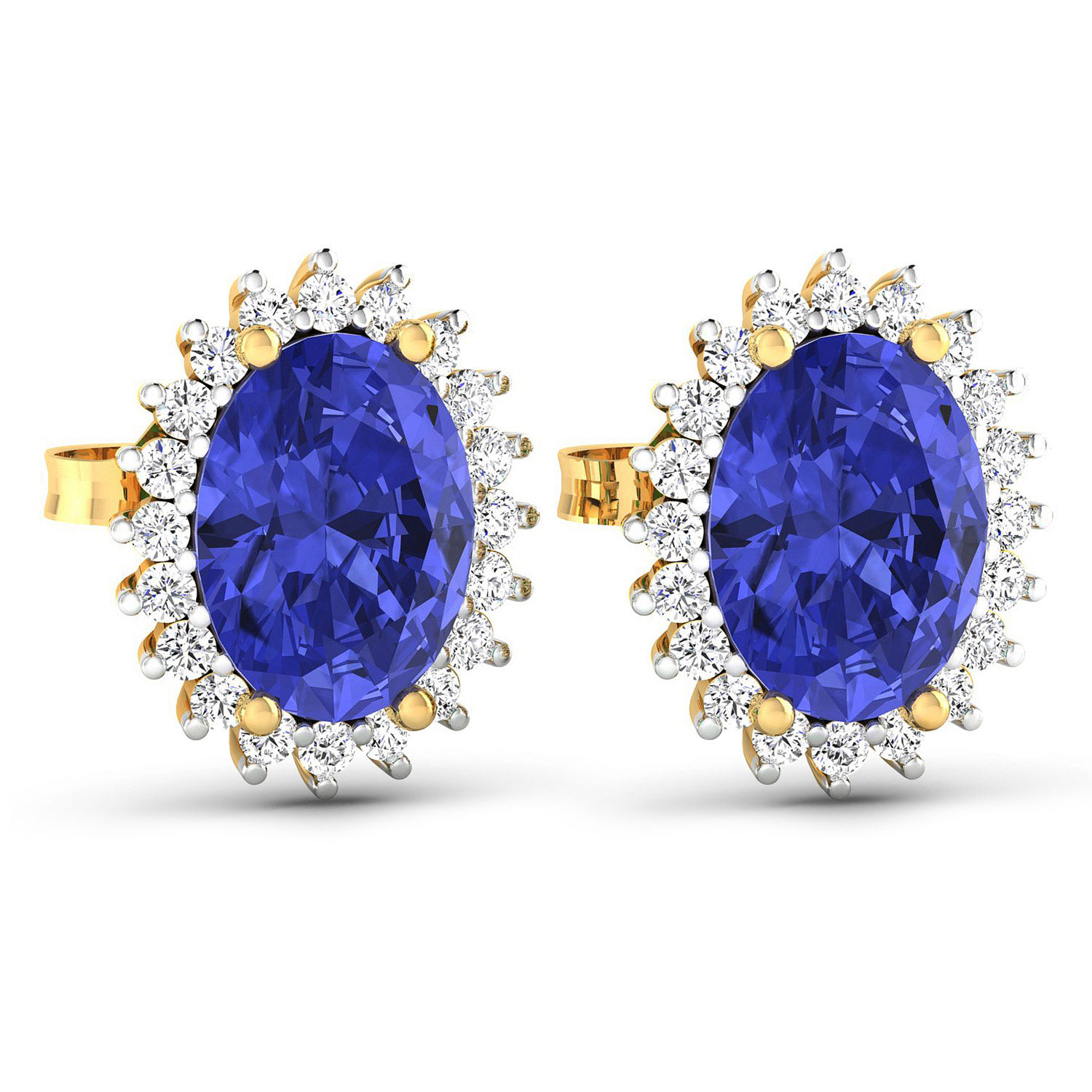 2.56 Carat Genuine Tanzanite and White Diamond 14K Yellow Gold Earrings 2.56 C.T.W 14K yellow or white gold - view 4