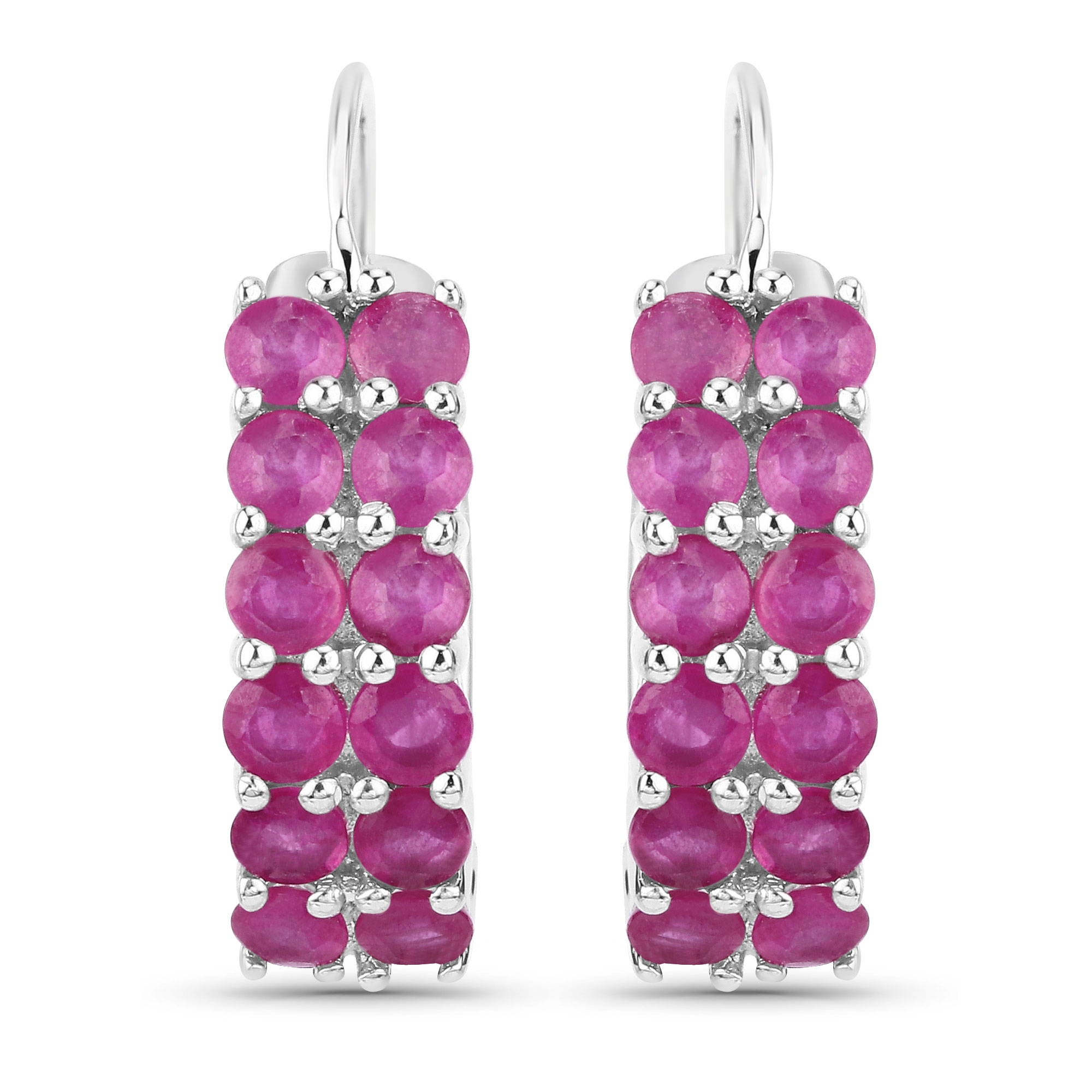 3.12 Carat Genuine Ruby .925 Sterling Silver Earrings 3.12 C.T.W Sterling Silver - view 2