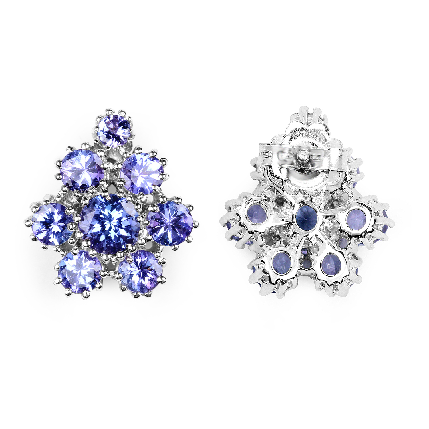 4.26 Carat Genuine Tanzanite .925 Sterling Silver Earrings 4.26 C.T.W Sterling Silver - view 3