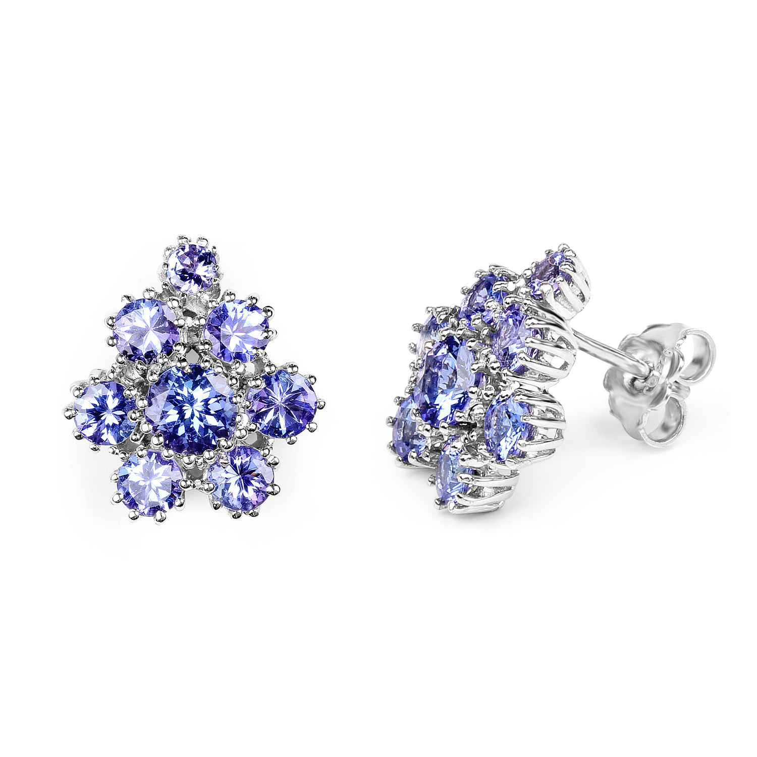4.26 Carat Genuine Tanzanite .925 Sterling Silver Earrings 4.26 C.T.W Sterling Silver - view 2
