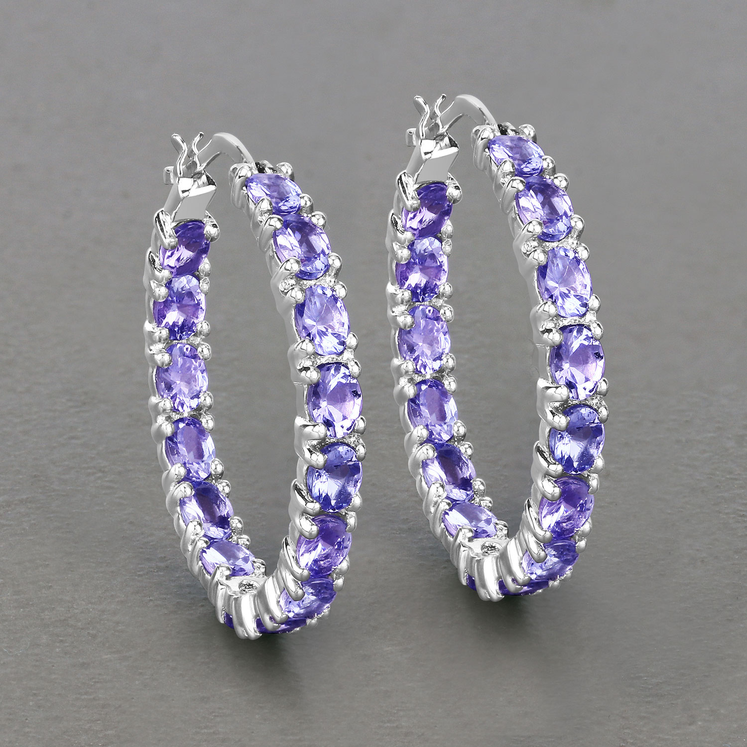 5.10 Carat Genuine Tanzanite Sterling Silver Earrings 5.10 C.T.W Sterling Silver - view 3