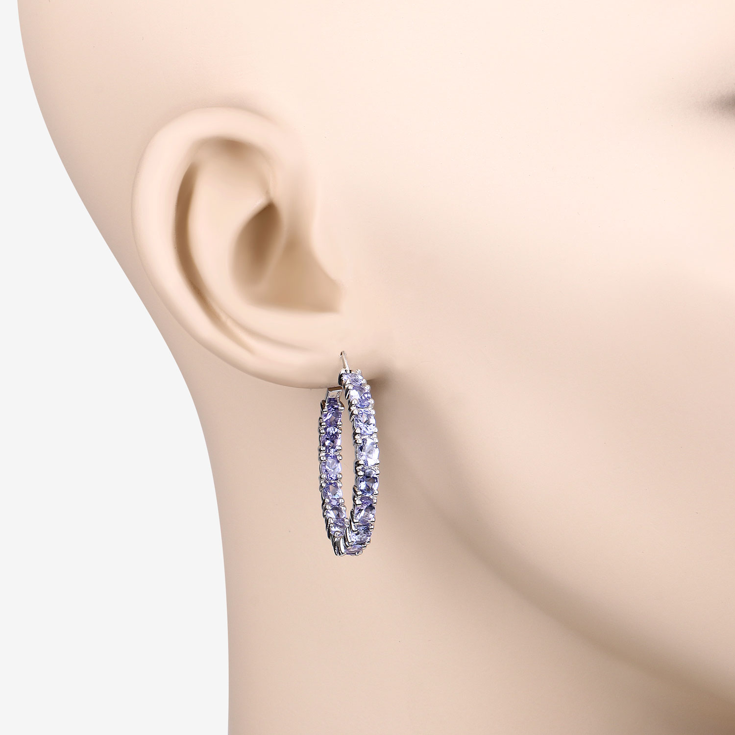 5.10 Carat Genuine Tanzanite Sterling Silver Earrings 5.10 C.T.W Sterling Silver - view 2