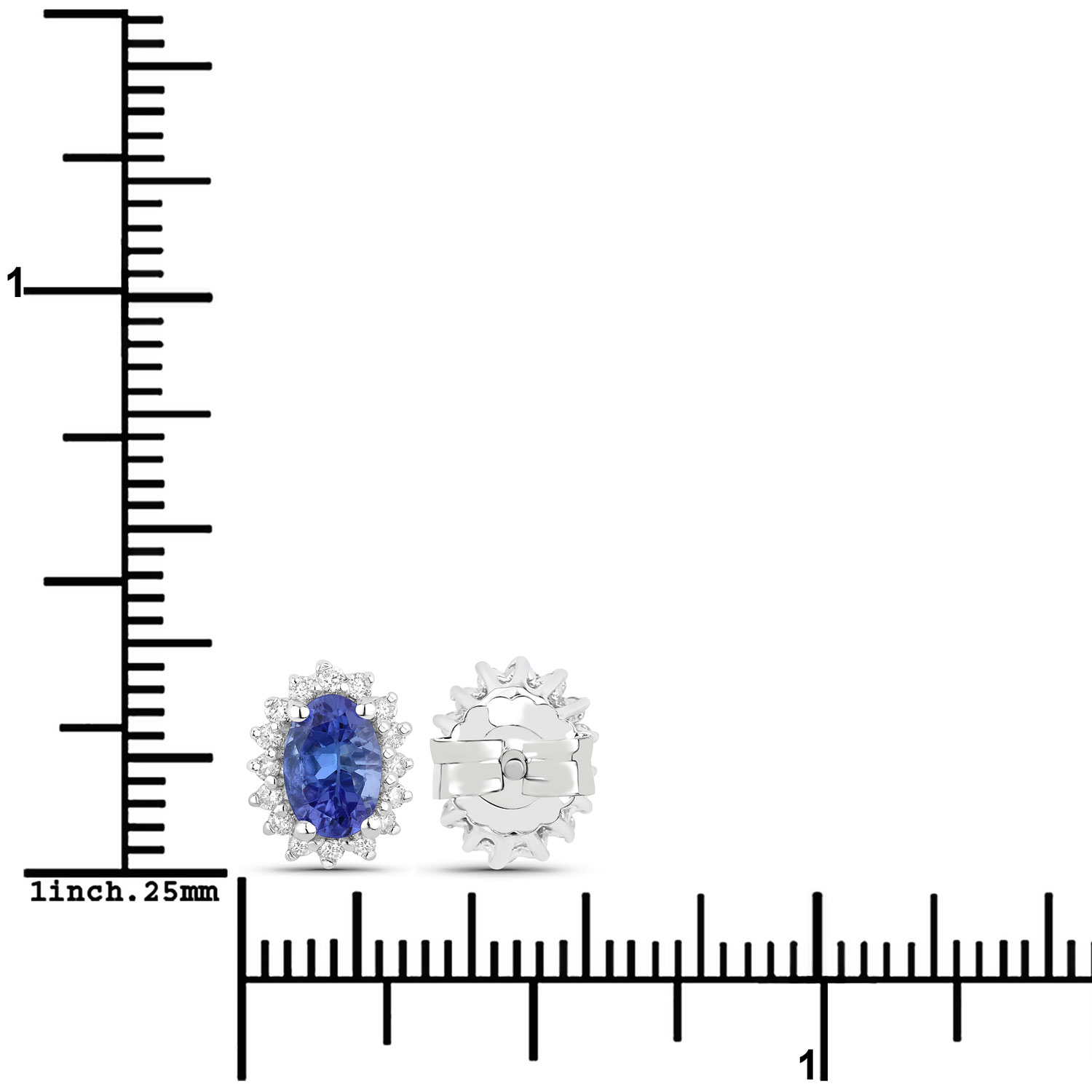 1.12 Carat Genuine Tanzanite and Lab Grown Diamond .925 Sterling Silver Earrings 1.12 C.T.W Sterling Silver - view 5