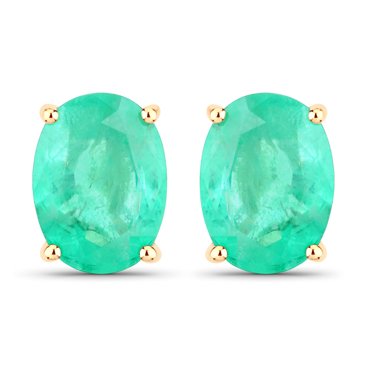 2.40 Carat Genuine Zambian Emerald 10K Yellow Gold Earrings 2.40 C.T.W 10K yellow gold - view 5