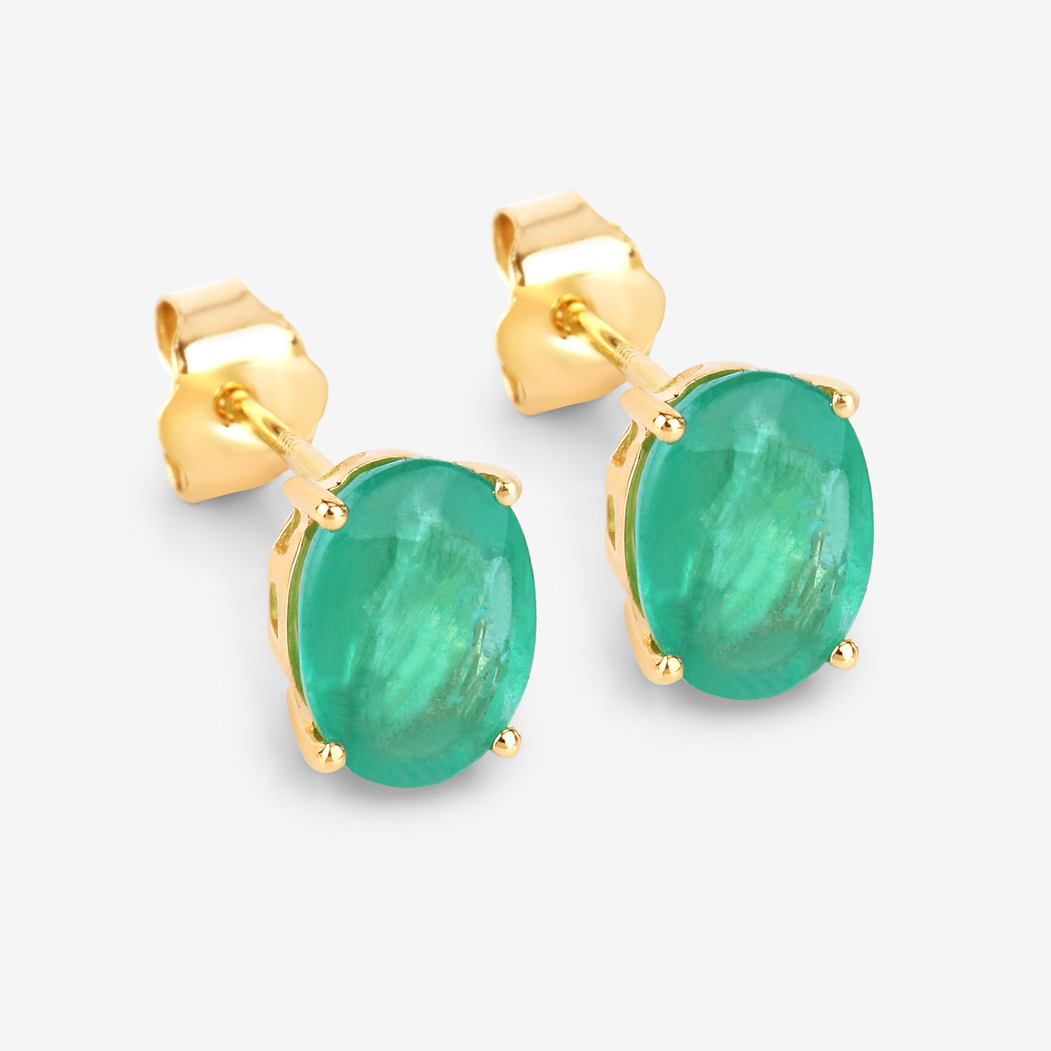 2.40 Carat Genuine Zambian Emerald 10K Yellow Gold Earrings 2.40 C.T.W 10K yellow gold - view 8